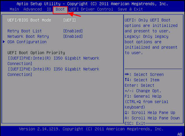 Wejdź do menu startowego