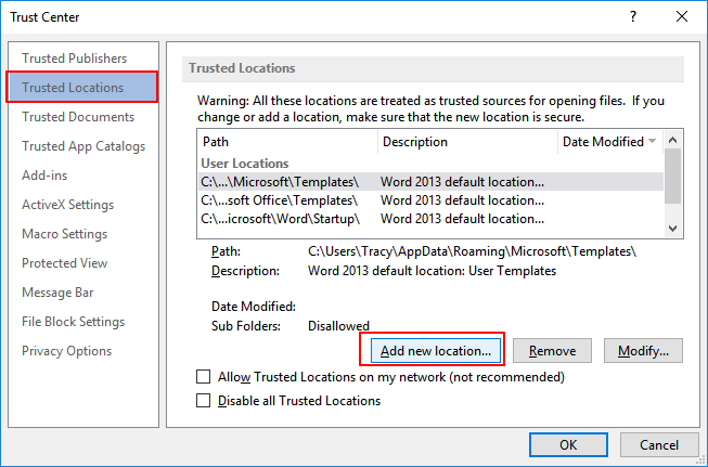 Dodaj nową lokalizację dla Worda