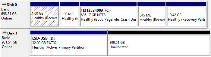 mistakenly coverted drive to esd usb drive