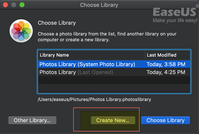 create new photo library