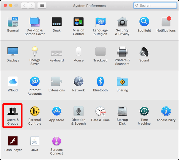 Otwórz ustawienia użytkowników i grup