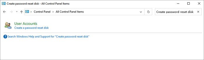 szukaj utwórz dysk resetowania hasła