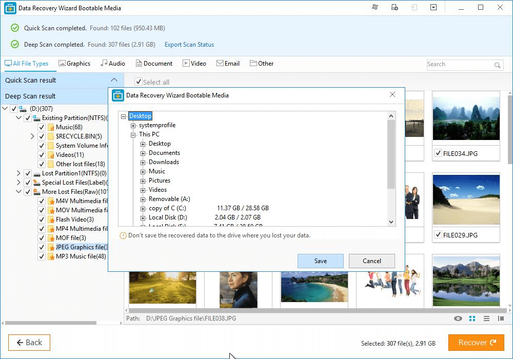 Kreator odzyskiwania danych krok Winpe