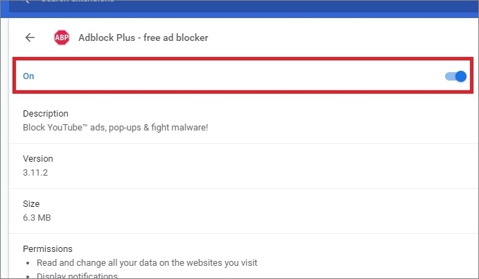wyłącz rozszerzenie Chrome