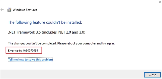 jaki jest kod błędu 0x800f0954?