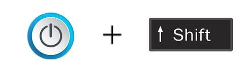 power button +shift keys