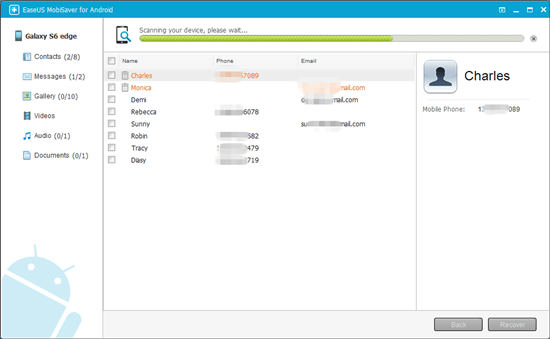let easeus mobisaverscan for deleted files from android