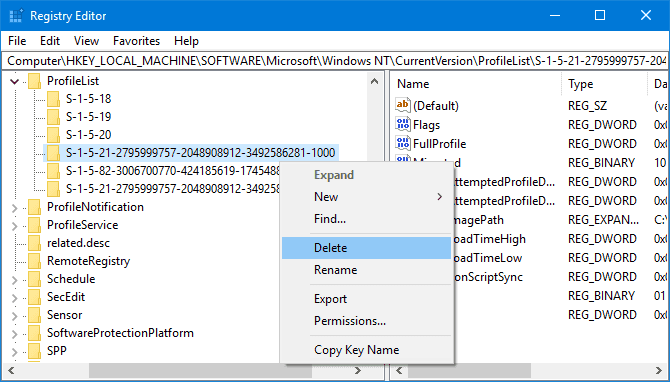 przywrócić profil użytkownika.