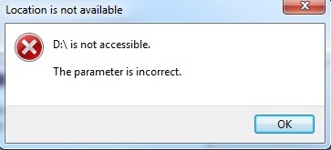 Parametr jest nieprawidłowy „błąd na zewnętrznym dysku twardym lub dysku USB