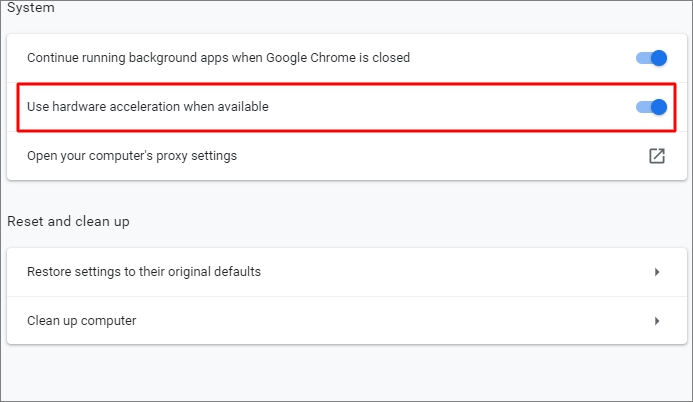 odznacz przyspieszenie sprzętowe