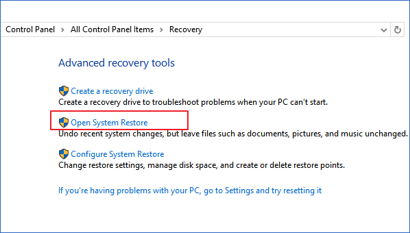 undo system restore
