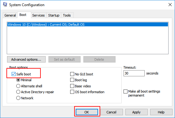 Potwierdź, aby ponownie uruchomić system Windows z trybu awaryjnego.