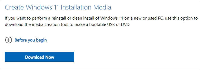 kliknij utwórz nośnik instalacyjny systemu Windows 11