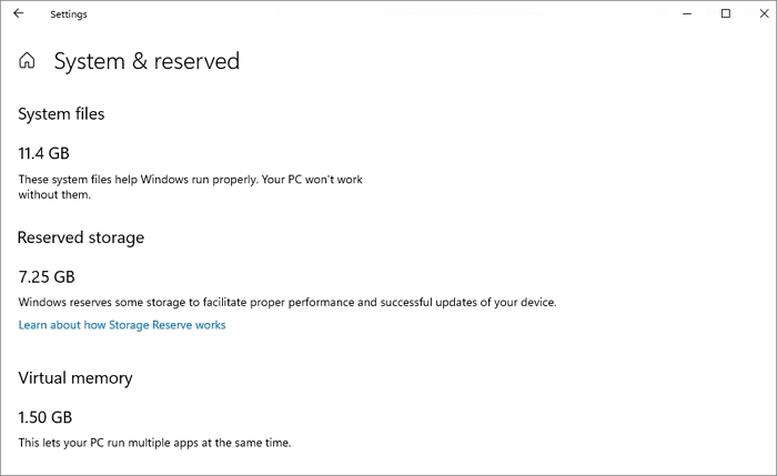 Rozmiar Windows 11 - system zarezerwowany