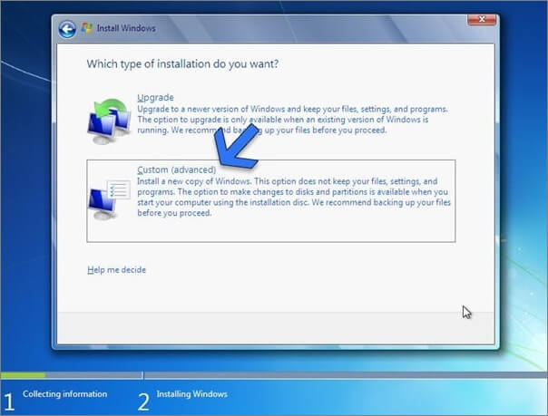 opcjonalnie zainstaluj system Windows 7