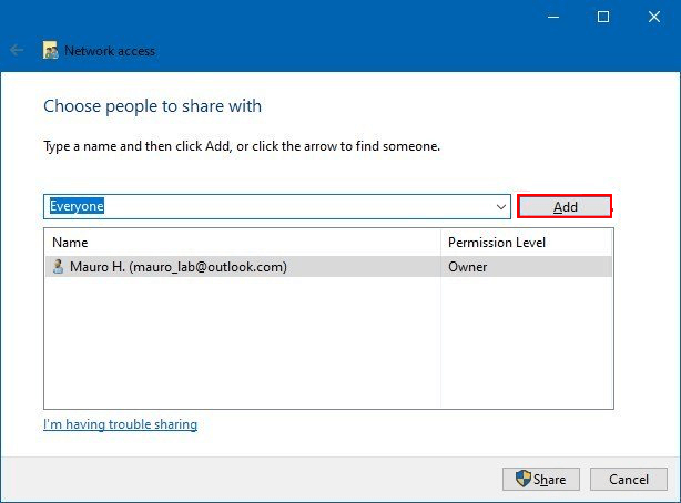 create network shared files