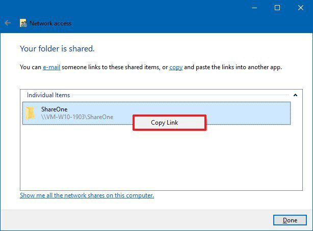 create network shared link