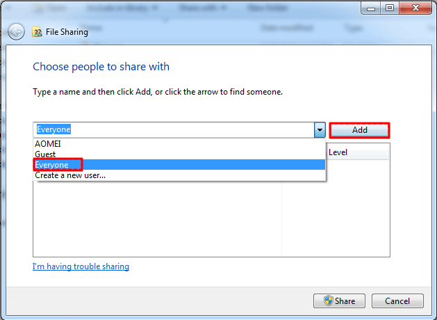create network shared link
