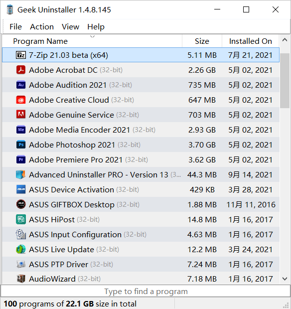 Obraz Geek Uninstaller