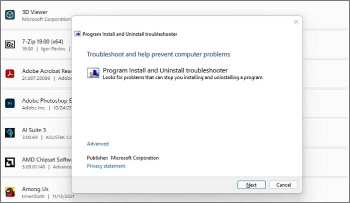 instaluj i odinstaluj programy za pomocą narzędzia do rozwiązywania problemów