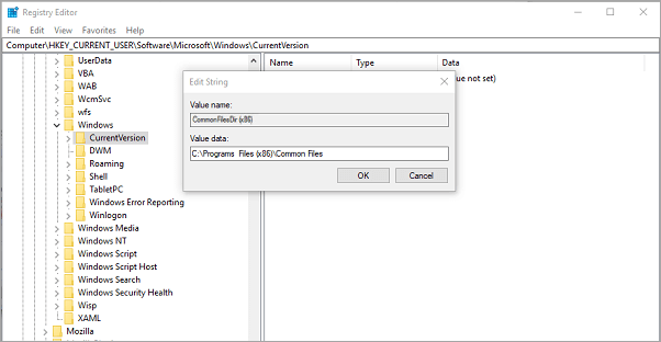 Przenieś przez Edytor rejestru