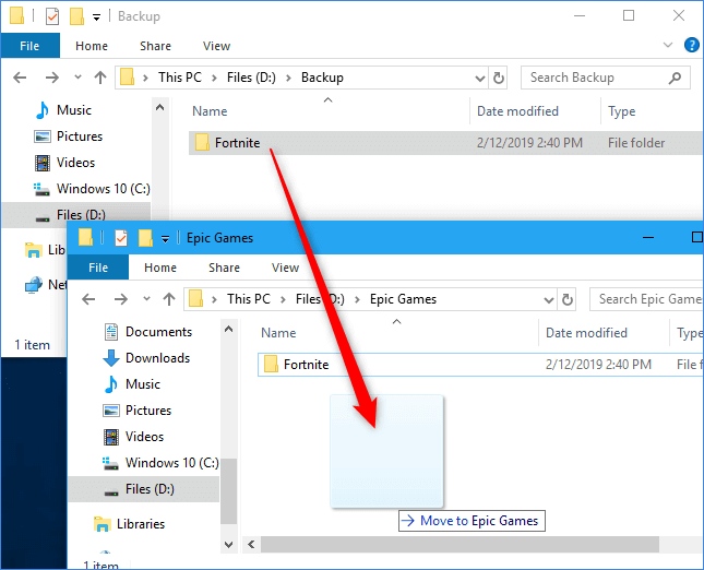 Zastąp folder Epic Game kopią zapasową