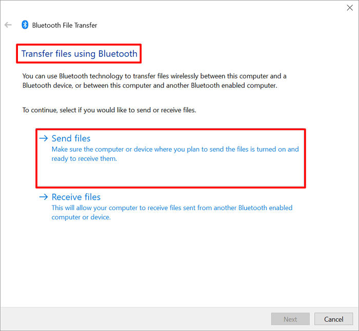 wysyłaj pliki przez bluetooth