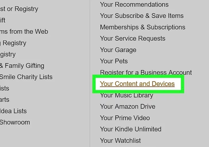 Wybierz zawartość i urządzenia