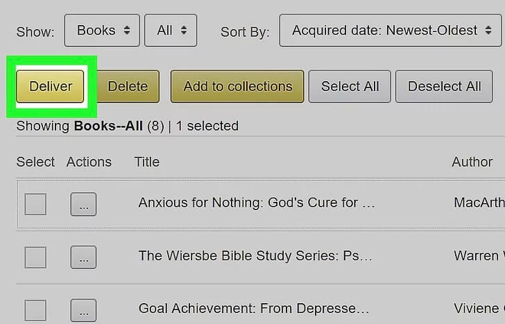 Kliknij Dostarcz, aby przenieść