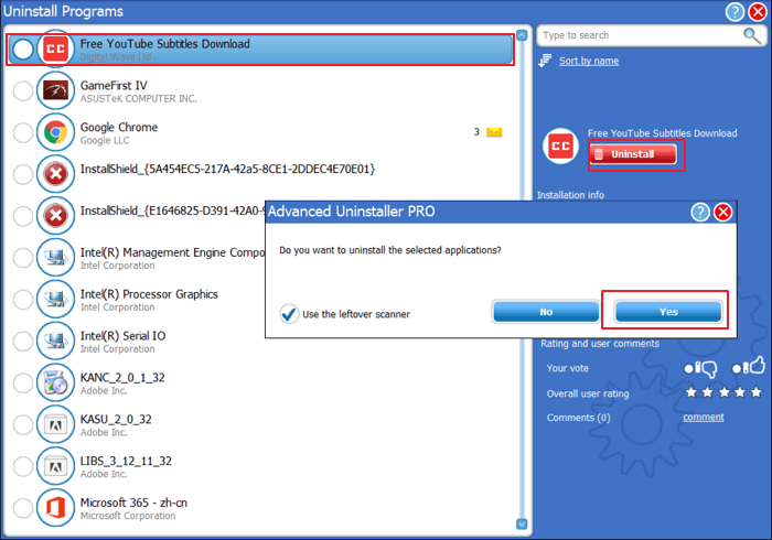 Potwierdź, aby odinstalować oprogramowanie