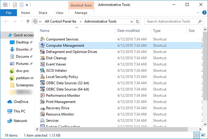 Enter computer management