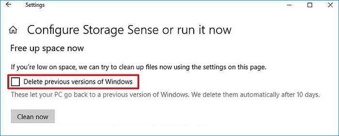 Confirm to delete windows.old