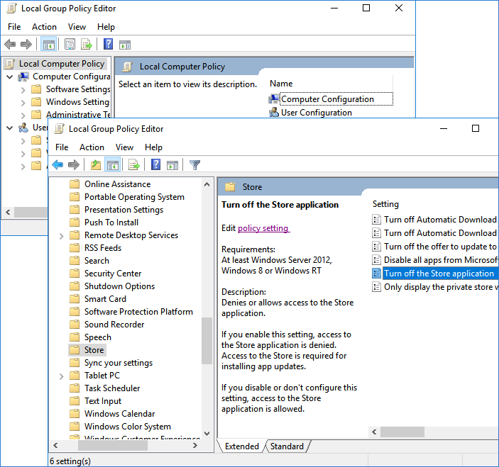 Wyłącz Sklep Windows