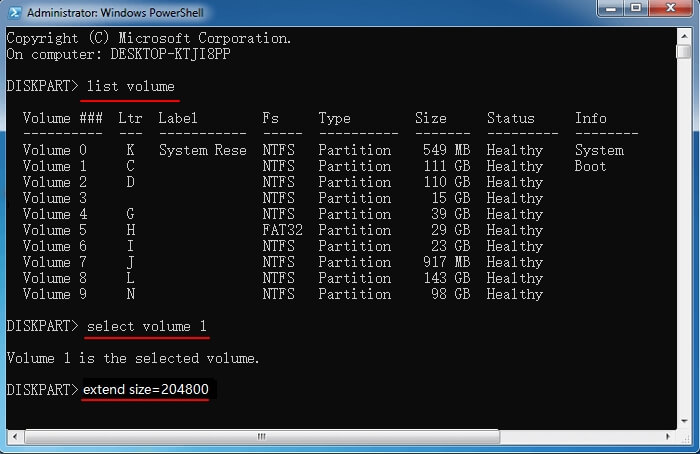 Extend c Drive with Diskpart