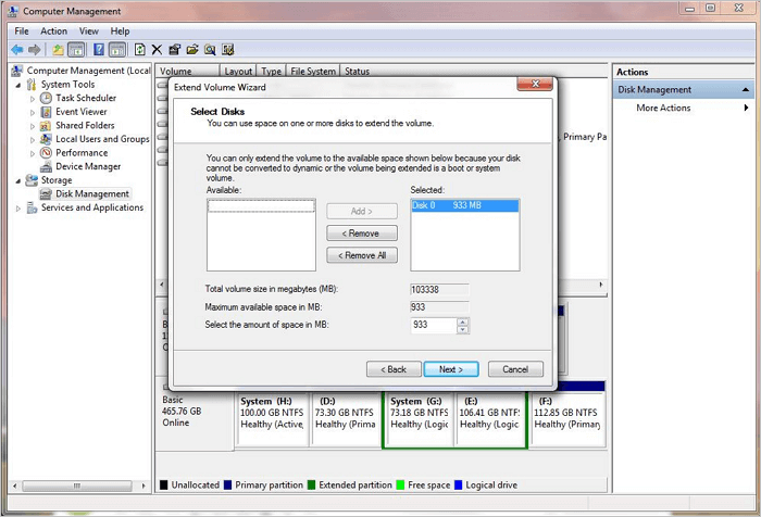 Add Size to Target Partition