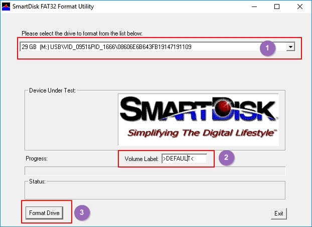 format to fat32 with smartdisk fat32 format utility