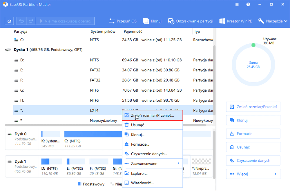 Изменить размер ext4 из windows