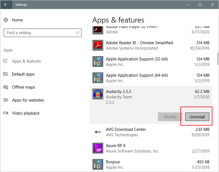 odinstaluj najnowsze oprogramowanie