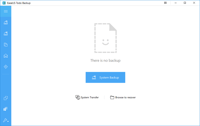 Main window of EaseUS backup software