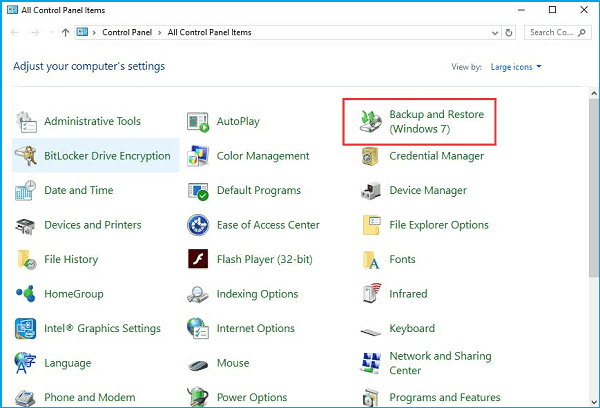 backup by windows step1