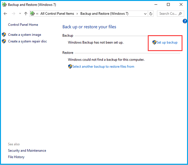 backup by windows step2