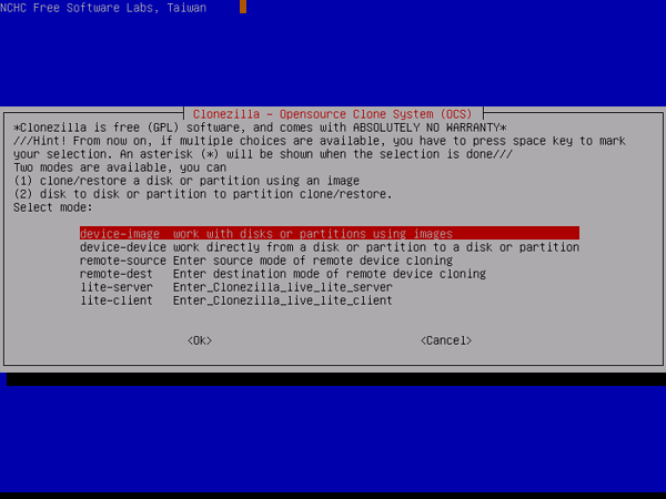 disk cloning software - Clonezilla