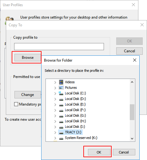 restore user profile backup