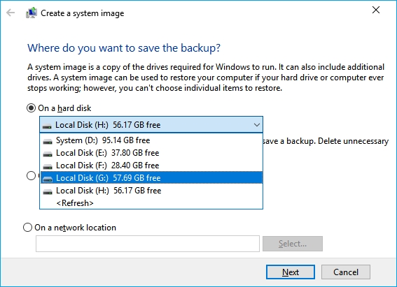 Wybierz docelowy dysk twardy, aby zapisać kopię zapasową