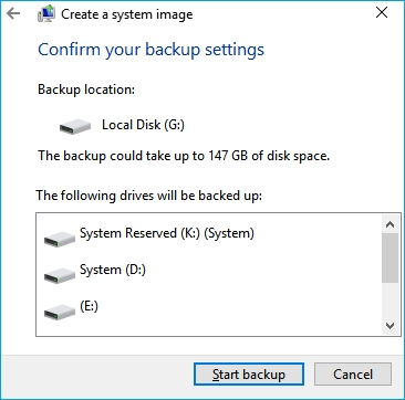 Potwierdź utworzenie kopii zapasowej dysku twardego