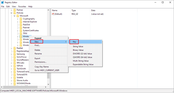 wyłącz aktualizację systemu Windows 10 w rejestrze