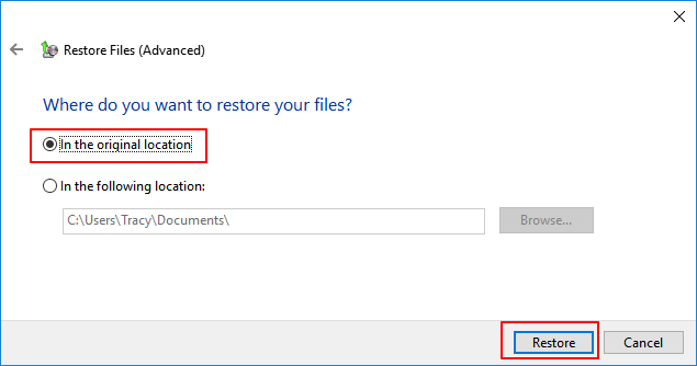 restore user profile backup