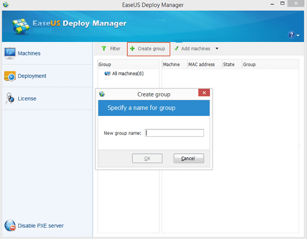 Utwórz grupę, aby dodać komputery do instalacji systemu operacyjnego.