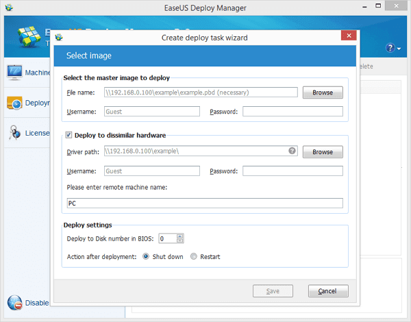 Przeglądaj, aby znaleźć zapisany obraz oprogramowania.