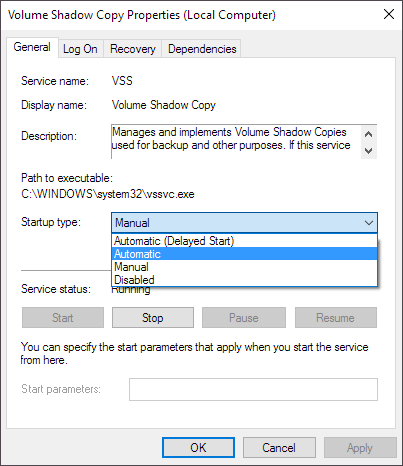 automatyczne uruchamianie kopii w tle woluminu